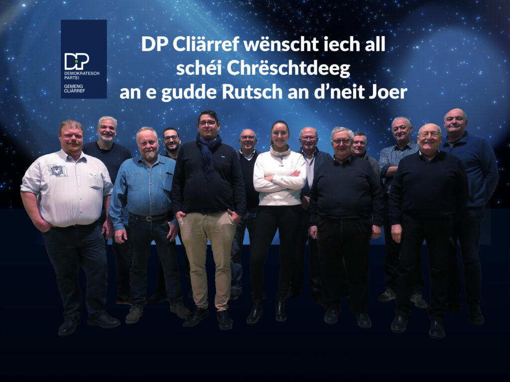 DP Cliärref wënscht iech all schéi Chrëschtdeeg an a gudde Rutsch an d'neit Joer